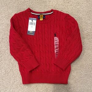 NWT Ralph Lauren 4T Red Cable Knit Sweater